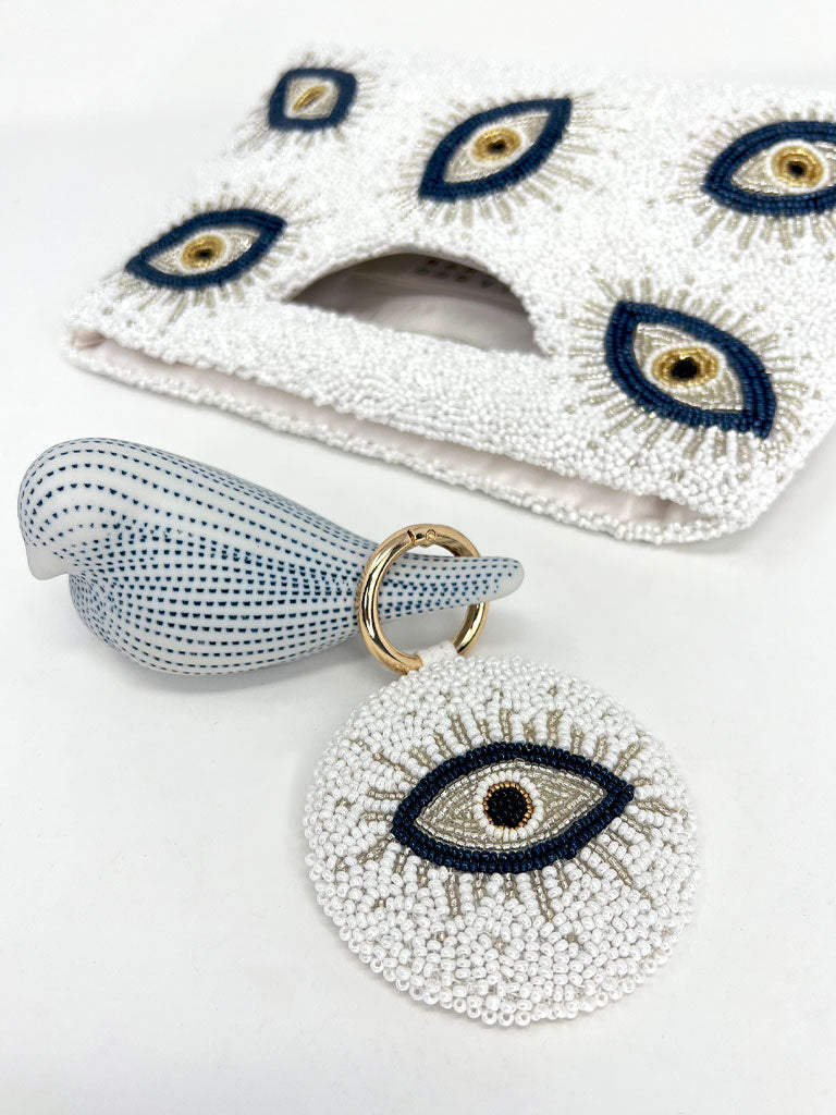 Evil Eye Beaded Ring-White
