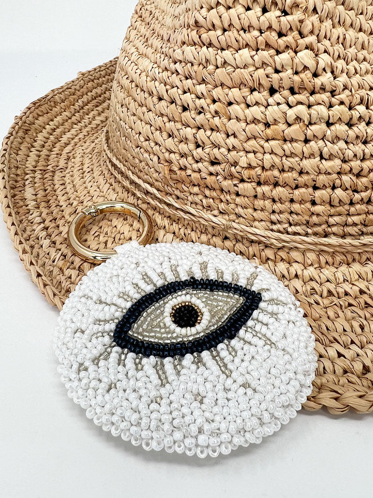 Evil Eye Beaded Ring-White