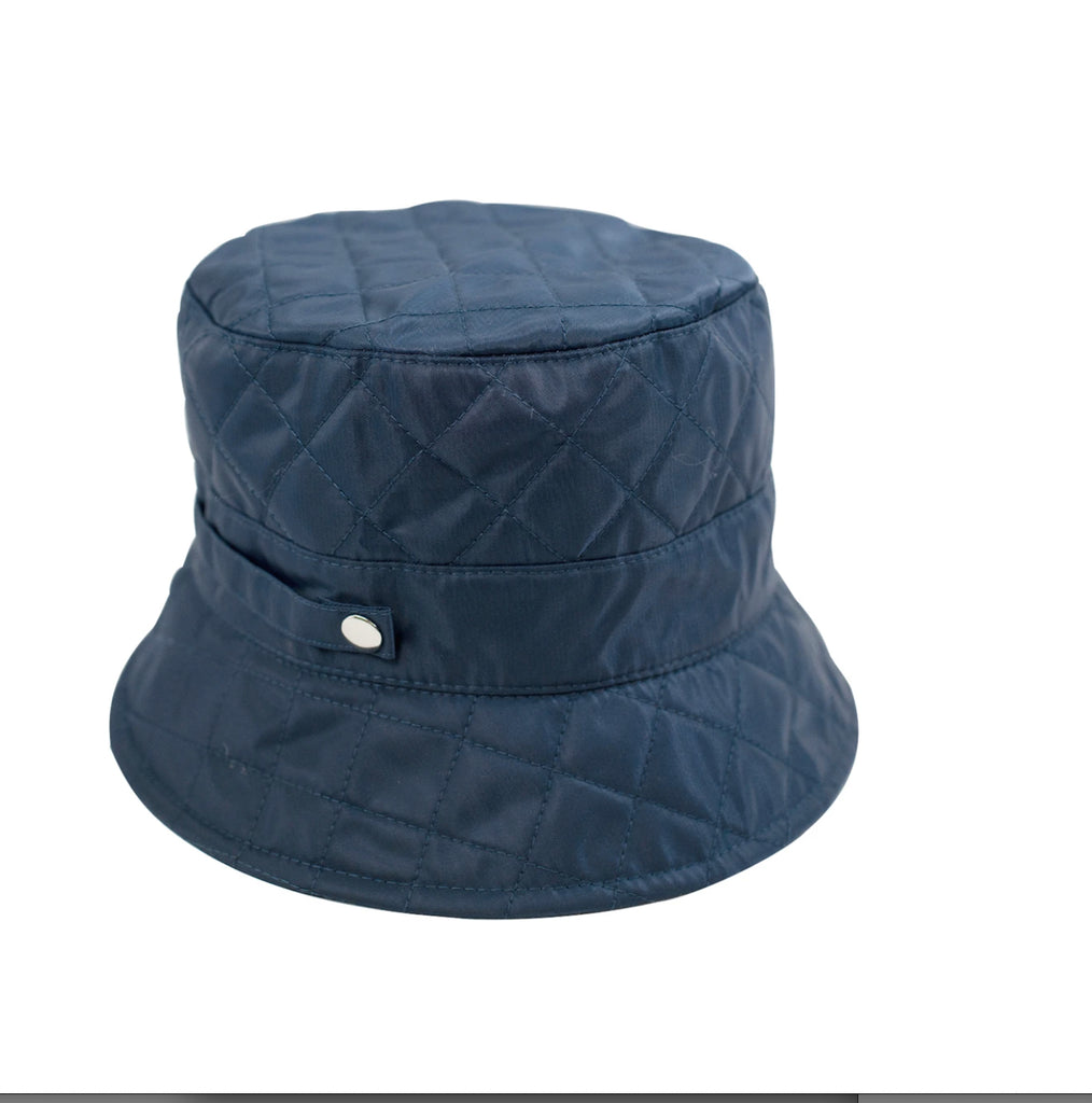 Navy Quilted Rain Hat