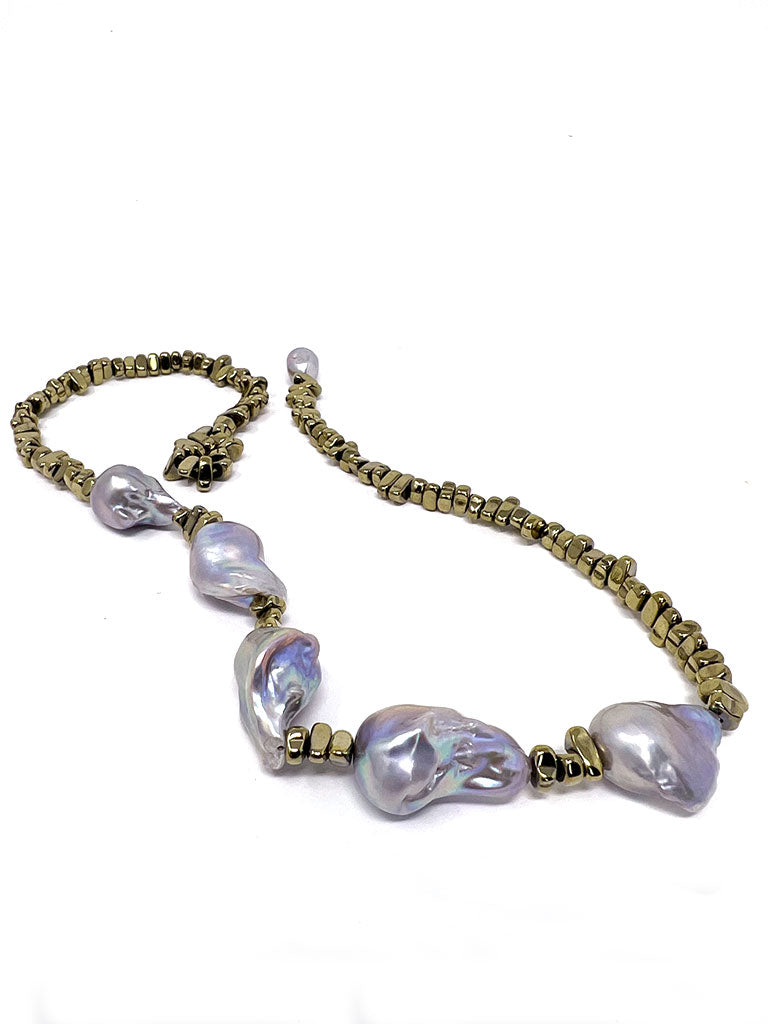 FRENCH 75 Pearl & Pyrite Necklace by MELA